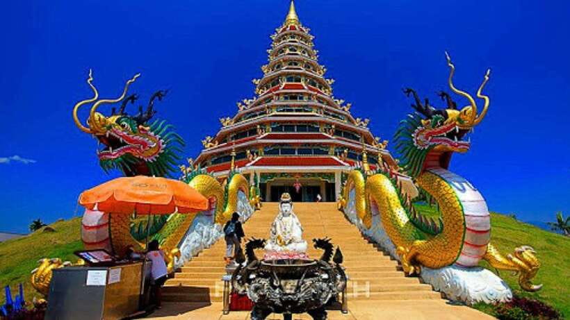 Chiang Mai: Lalita Cafe & White, Blue, Big Buddha Temples - Wat Rong Suea Ten Blue Temple: Murals, Color, and Quick Photo Time
