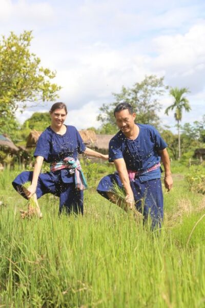 Chiang Mai: Thai Buffalo and Rice Planting Experience - The red taxi transfer and meeting in farm boots