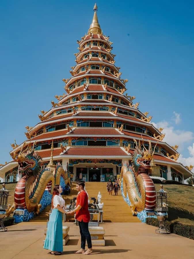 Chiang Rai IG Lalitta Cafe and White, Blue, Red Temples Tour - Blue Temple Wat Rong Suea Ten: Calm Time With Blue Roof and Gold Details