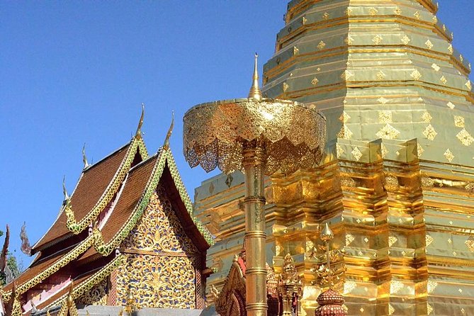 Doi Suthep at Evening. - Wat Phra That Doi Suthep at Sunset: 300 Steps and Monks Chants