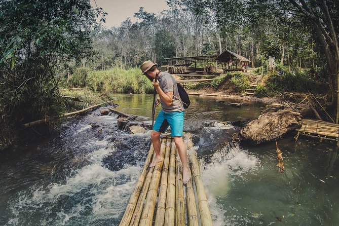 Elephant Sightings , Bamboo Rafting Through The Jungle, Swimming In a Waterfall - Mae Wang bamboo rafting: learn to captain your raft