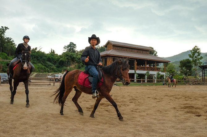 Horse Lesson+Riding+Wat Tonkwen wooden temple.Chiangmai - Morning Start in Chiang Mai: Hotel Pickup and a Clean 8:30am Rhythm